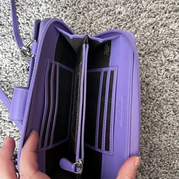 Hand painted mushroom purse fairycore mini genuine leather purple and yellow - Picture 4 of 6